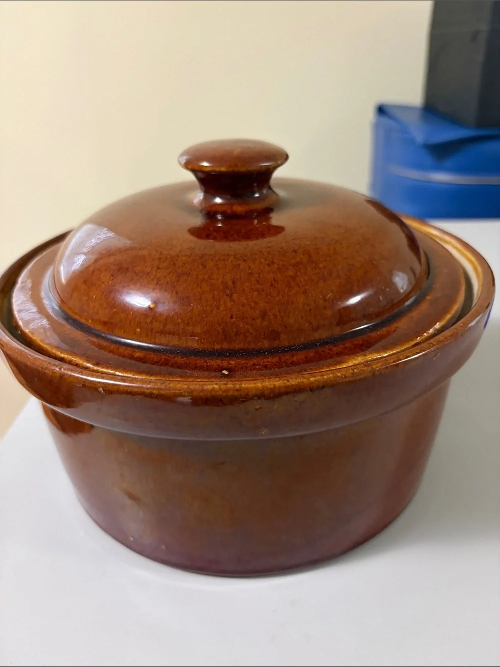 Vintage Brown Ceramic Covered Casserole Dish